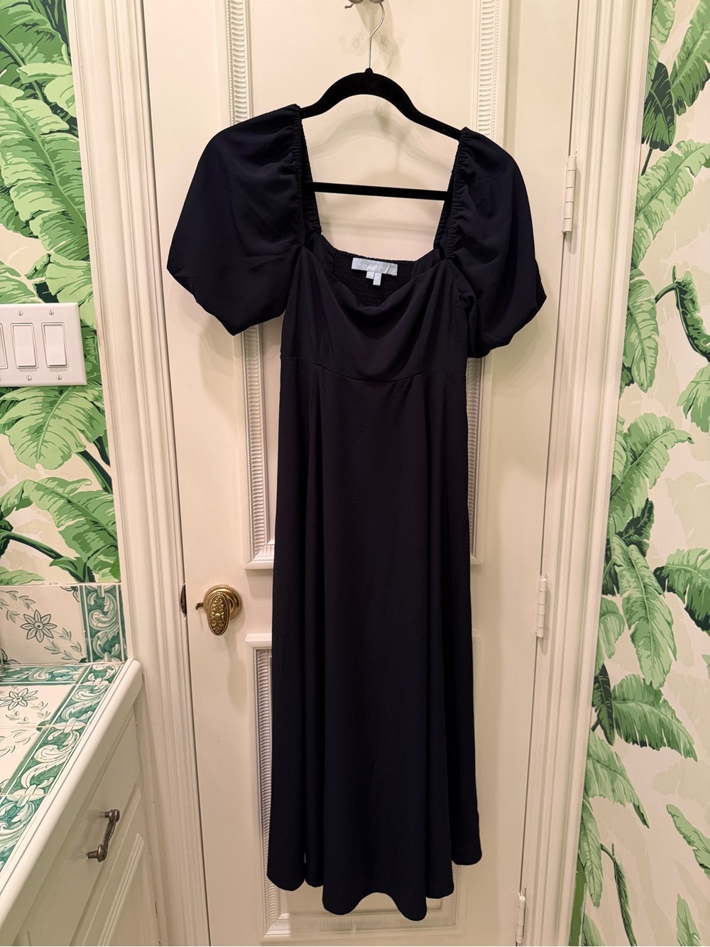 Hill House Home Black Matilda Midi Dress with Puff Sleeves Size XS - Picture 5 of 9